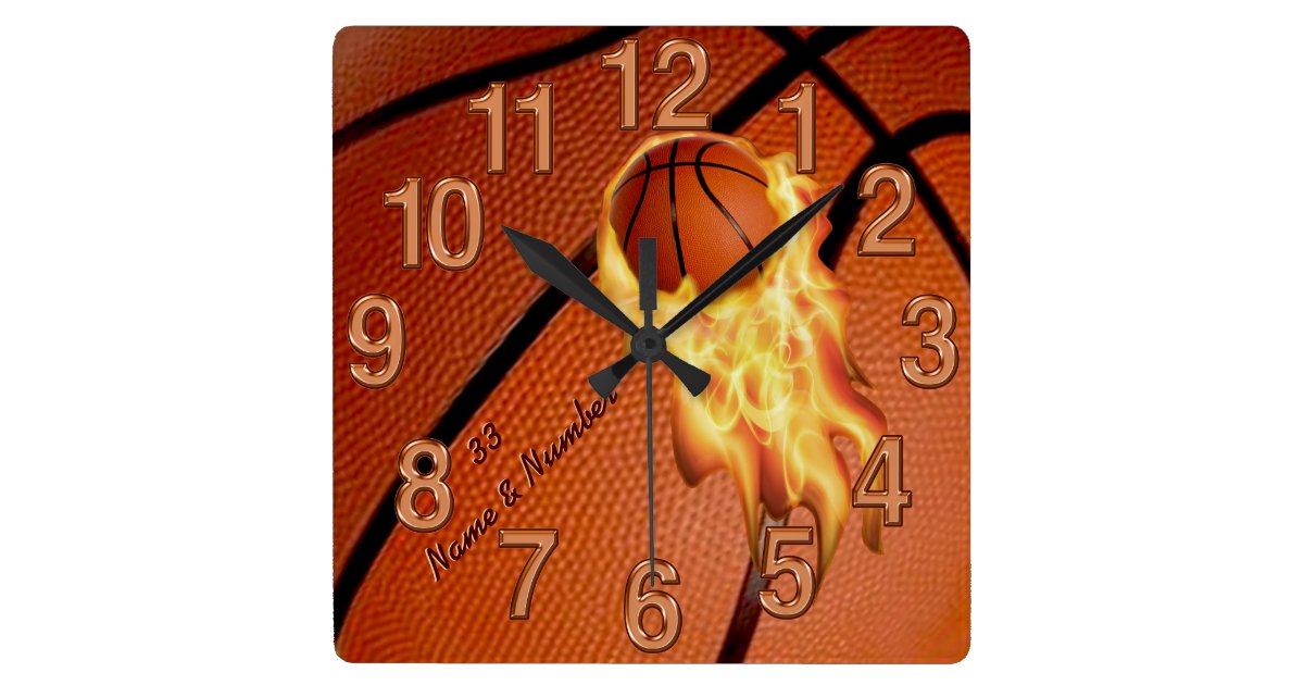 Basketball Senior Gifts Clock With Name And Number Zazzle Com