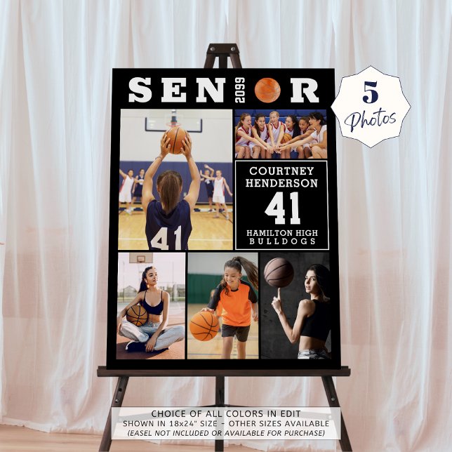 Basketball Senior Graduation 5 Photo Collage Foam Board (Creator Uploaded)