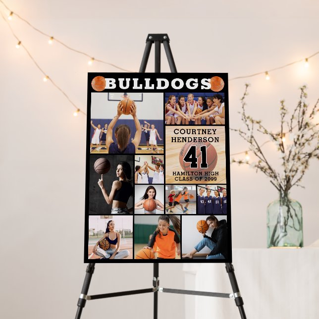 Basketball Senior Night 11 Photo Collage Foam Board (In Situ (Stand))