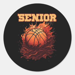 Basketball Senior Night Auntie 1 Classic Round Sticker