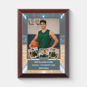 Basketball Senior Night Custom 4 Photo Collage Award Plaque