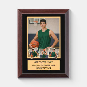 Basketball Senior Night Custom 4 Photo Collage Award Plaque