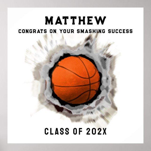 Basketball Seniors Graduation Congrats Poster (Front)