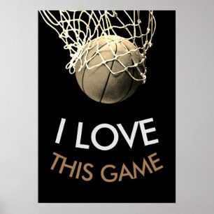 Basketball Sepia Tones Retro Look Poster