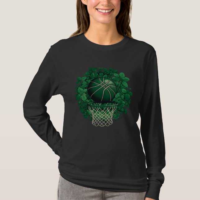 Basketball Shamrock Lucky C Irish St Patrick s Day T-Shirt (Front)