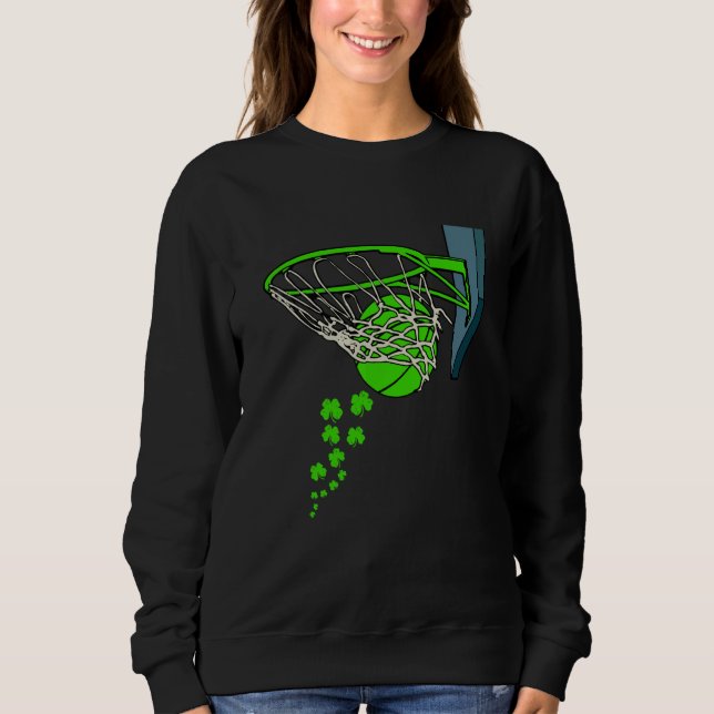 Basketball Shamrock Lucky C Irish St Patrick's Day Sweatshirt (Front)