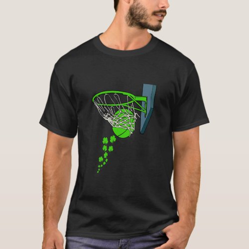 Basketball Shamrock Lucky C Irish St Patricks Day T_Shirt