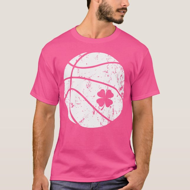 Basketball Shamrock Lucky Clover Irish St Patrick' T-Shirt (Front)