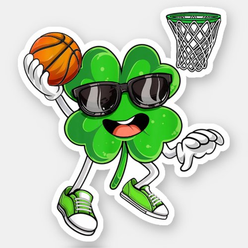 Basketball Shamrock Lucky Irish St Patricks Day Sticker