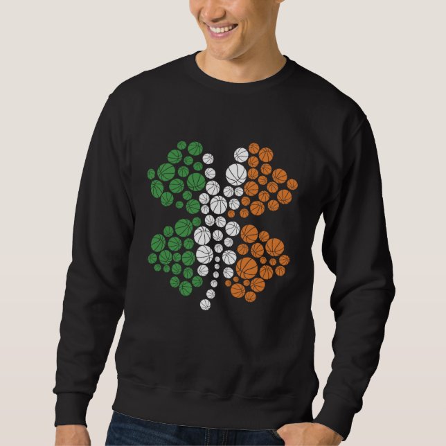 Basketball Shamrock Sport  St Patricks Day Apparel Sweatshirt (Front)