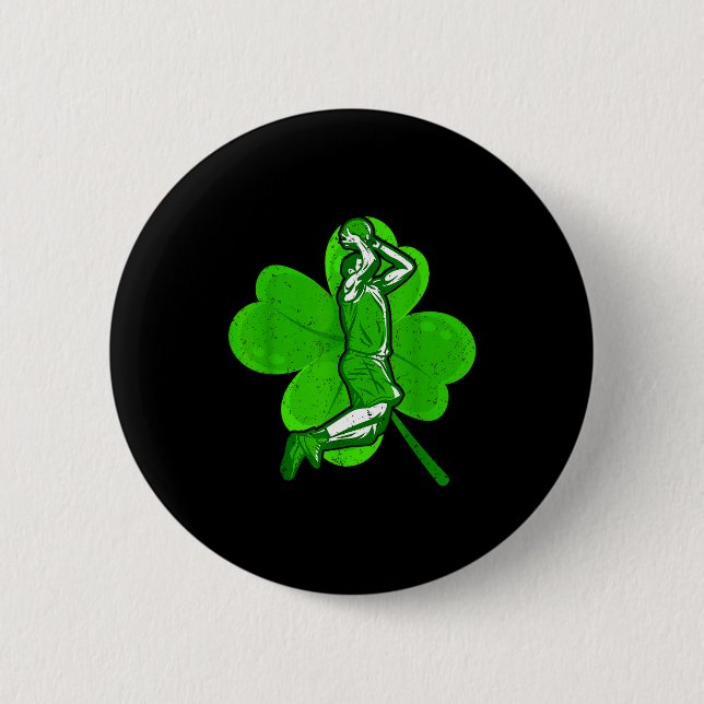 Basketball Shamrock St Patrick's Day Srt Lover Boy Button (Front)