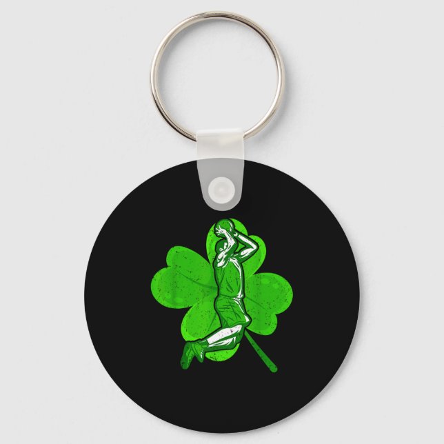 Basketball Shamrock St Patrick's Day Srt Lover Boy Keychain (Front)