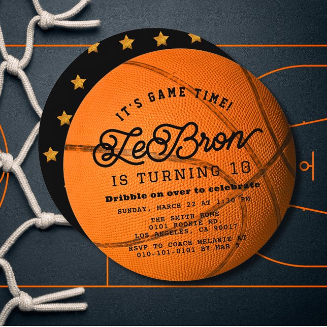 Basketball Shape Boy Birthday Circle Invitation (Creator Uploaded)