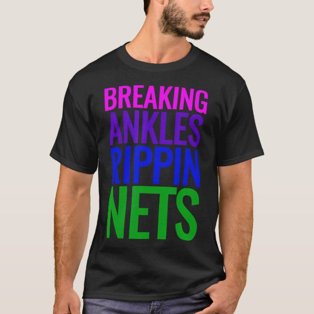 Basketball Shirt Breaking Ankles Rippin Nets Tee S (Front)