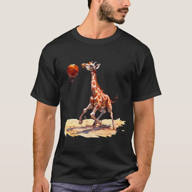 Basketball Shirt Kids Basketball Giraffe Men Bball (Front)