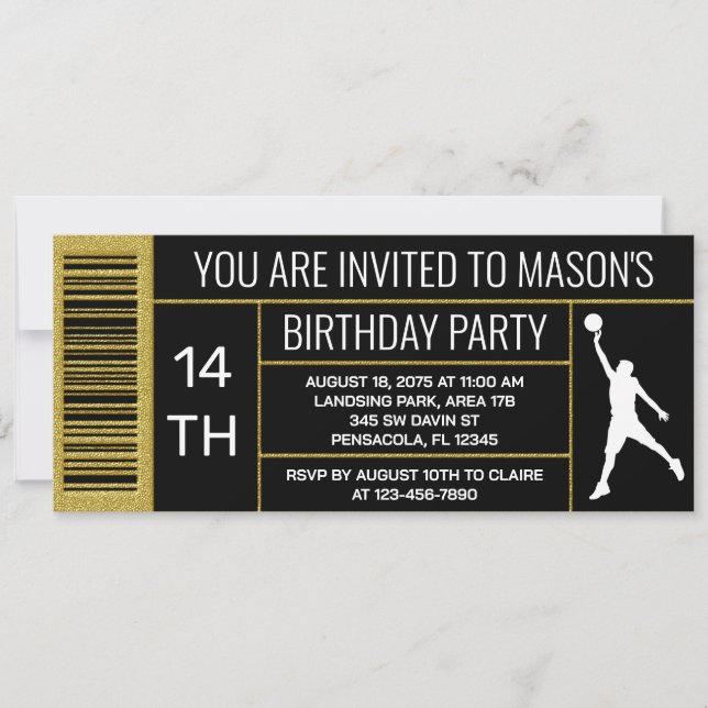 Basketball Shoe Box Label Birthday Party Invitation (Front)