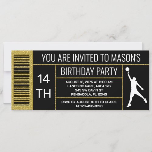 Basketball Shoe Box Label Birthday Party Invitation