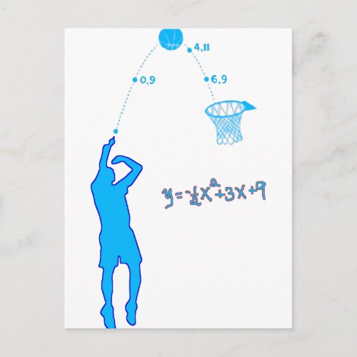 Basketball Shot and Quadratic equation Postcard