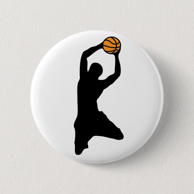 basketball silhouette pinback button (Front)