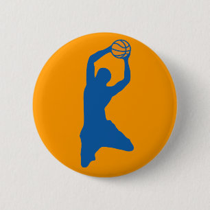 basketball silhouette pinback button