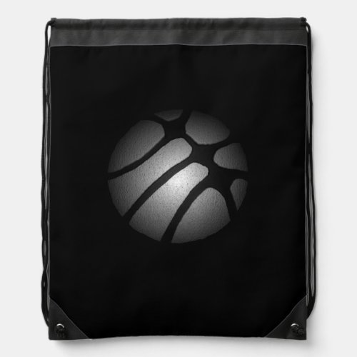 Basketball Silver Black Modern Design Kids Drawstring Bag - Basketball Silver Black Modern Design Kids Drawstring bag