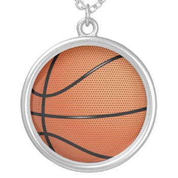 Basketball Silver Plated Necklace by Ricaso_Designs at Zazzle