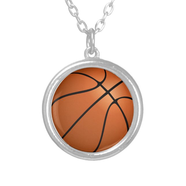 Basketball Silver Plated Necklace (Front)
