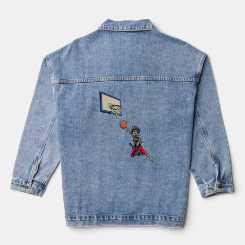 Basketball Skeleton Boys Jolly Roger Pirate Hallow Denim Jacket