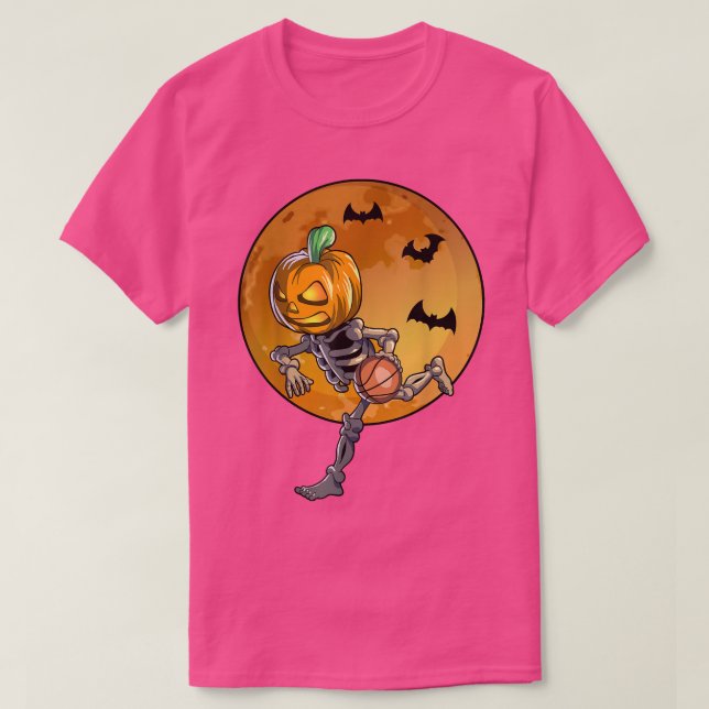 Basketball Skeleton Halloween Men Boys Basketball  T-Shirt (Design Front)