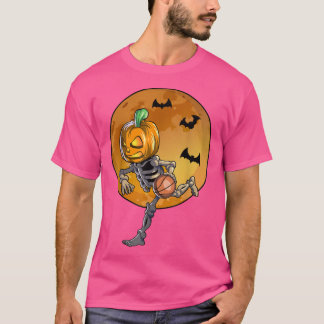 Basketball Skeleton Halloween Men Boys Basketball  T-Shirt