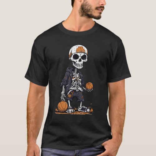 Basketball Skeleton Halloween T_Shirt