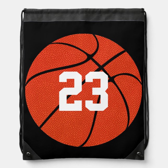 Basketball Skin Custom Number/Text Drawstring Bag (Front)