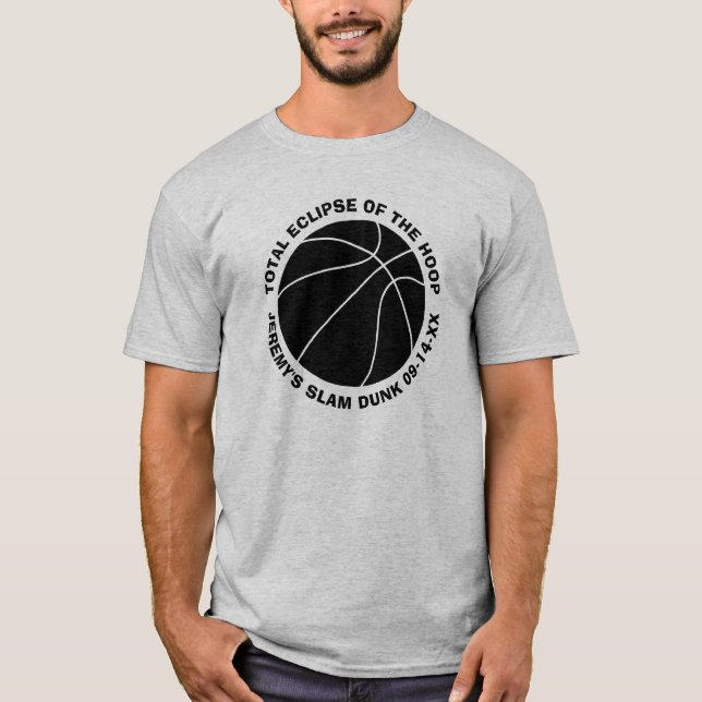 Basketball Slam Dunk Add Name and Date T-Shirt (Front)