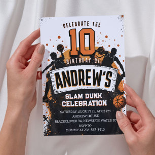 Basketball Slam Dunk Birthday Party Invitation