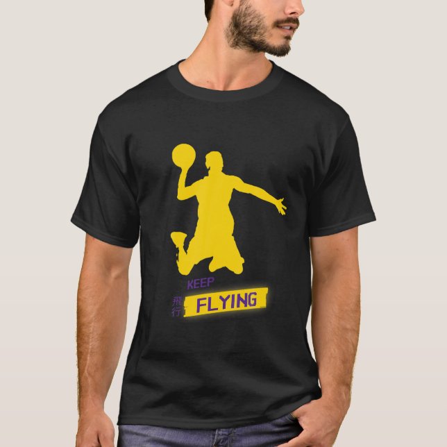 Basketball Slam Dunk Jump Silhouette Player Keep F T-Shirt (Front)