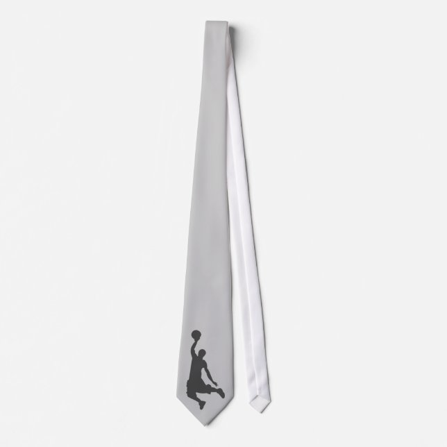 Basketball Slam Dunk silhouette Neck Tie (Front)