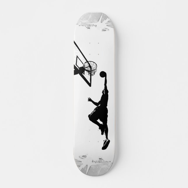 Basketball Slam Dunk Silhouette Skateboard (Front)