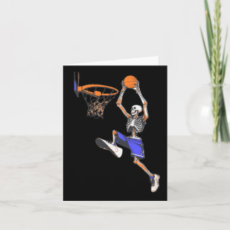 Basketball Slam Dunk Skeleton Halloween Card