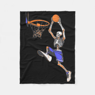 Basketball Slam Dunk Skeleton Halloween Fleece Blanket