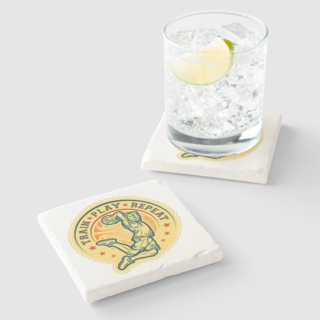 Basketball Slam Dunk Vintage Design Stone Coaster (Side)