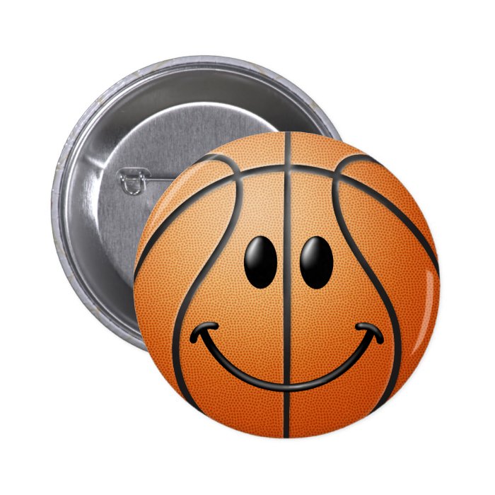 Basketball Smiley Face Pin