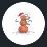 Basketball Snowman _1  Classic Round Sticker<br><div class="desc">Basketball Snowman _1</div>
