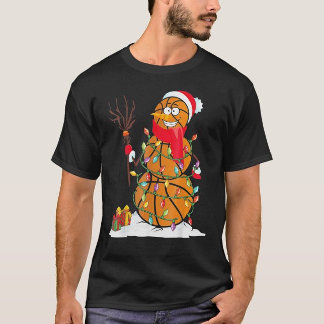 Basketball Snowman Balls T-Shirt (Front)