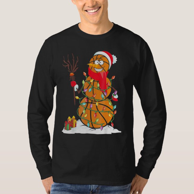 Basketball Snowman Balls T-Shirt (Front)