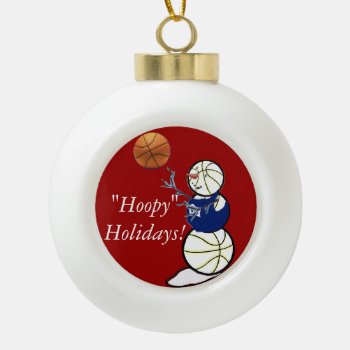 Basketball Snowman Ceramic Ball Christmas Ornament by TheSportofIt at Zazzle
