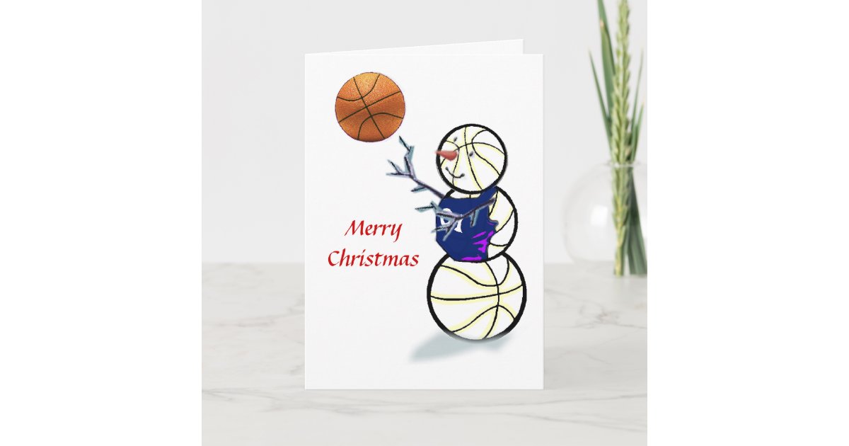 Basketball Snowman Christmas Cards | Zazzle