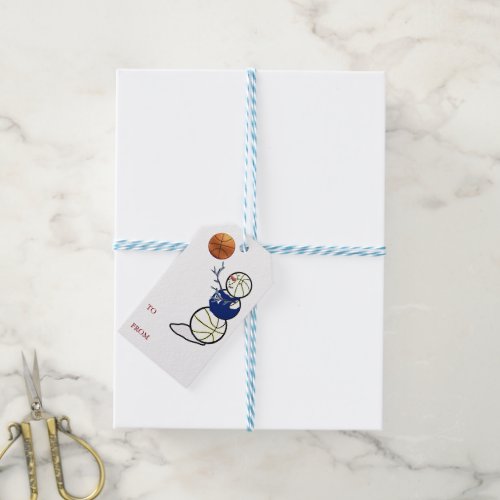 Basketball Snowman Christmas Gift Tags