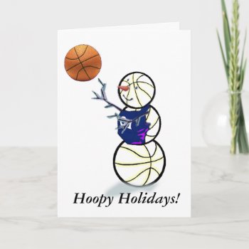 Basketball Snowman Christmas Holiday Card by TheSportofIt at Zazzle
