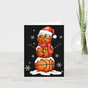 Basketball Snowman Christmas Holiday Srts Xmas Paj Card