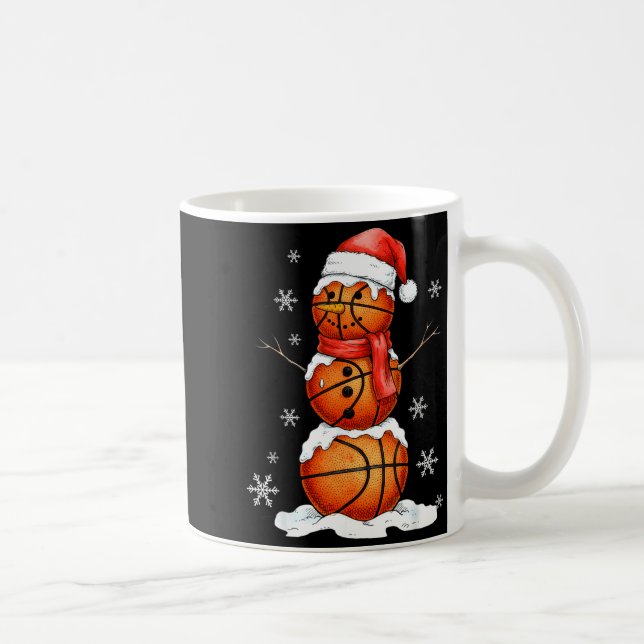Basketball Snowman Christmas Holiday Srts Xmas Paj Coffee Mug (Right)